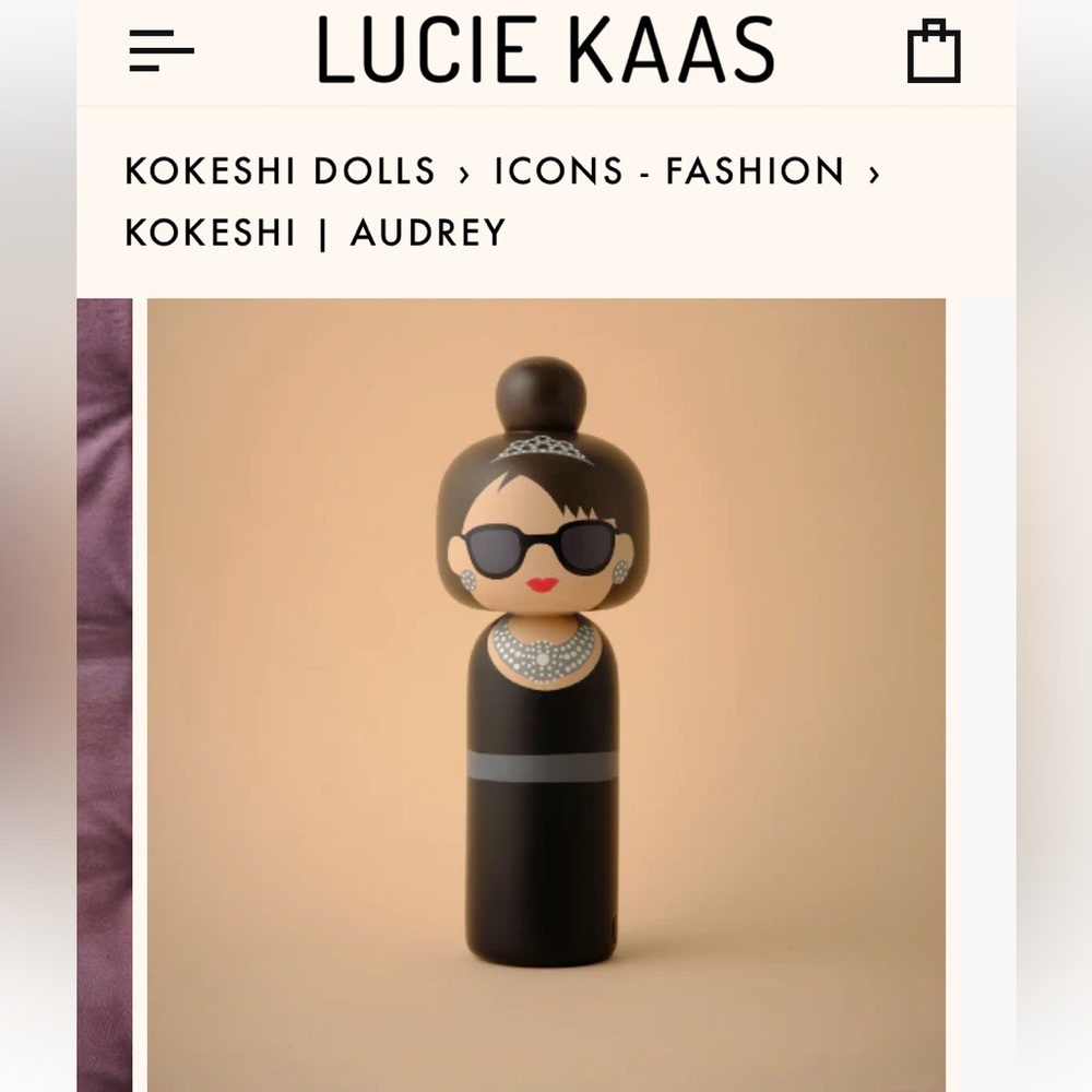 Audrey Hepburn Inspired Lucie Kaas Kokeshi Doll - Picture 7 of 8